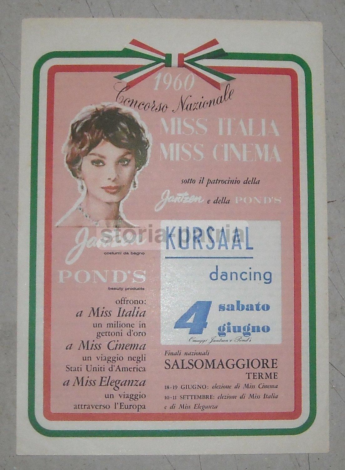 Locandina Miss Italia Miss Cinema 1960 Salsomaggiore Jantzen