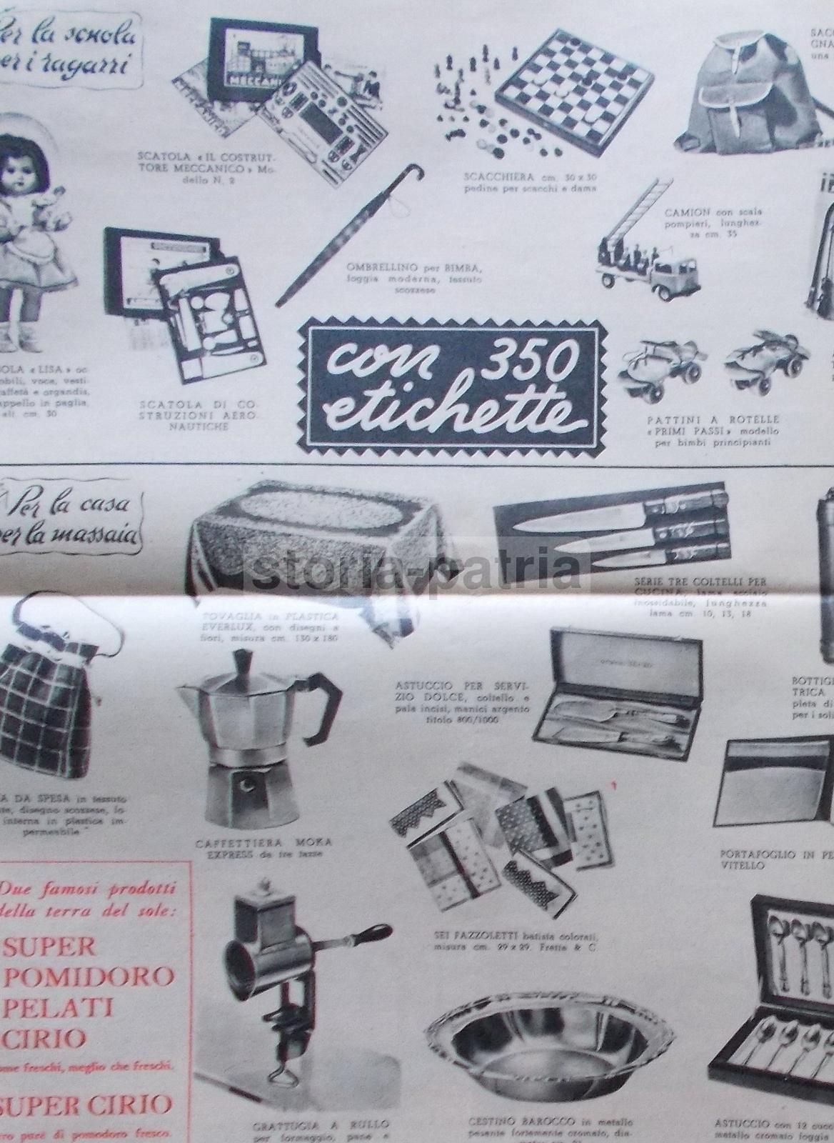 Catalogo Premi Cirio 1953: Raccolta Etichette, Giocattoli E Scuola