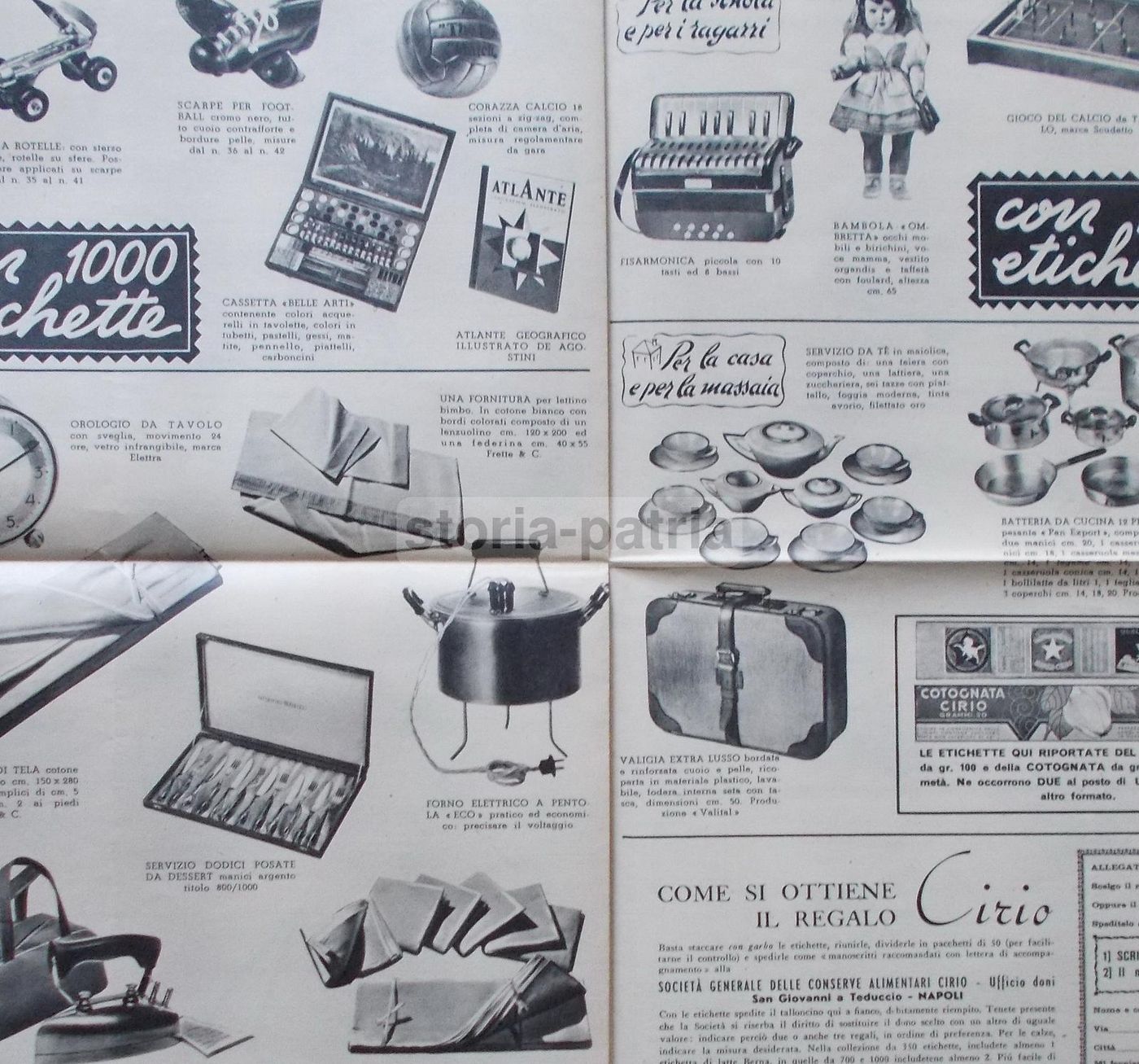 Catalogo Premi Cirio 1953: Raccolta Etichette, Giocattoli E Scuola
