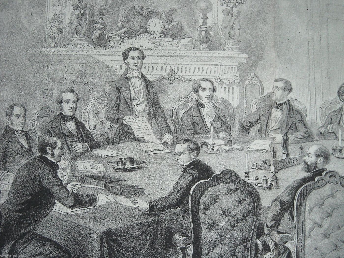 Litografia Congresso Di Parigi, Cirelli, Napoli, XIX Secolo