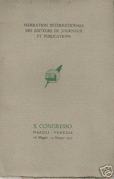 X Congresso FIEJ Napoli Venezia 1957 Con Mappa Programma Originale