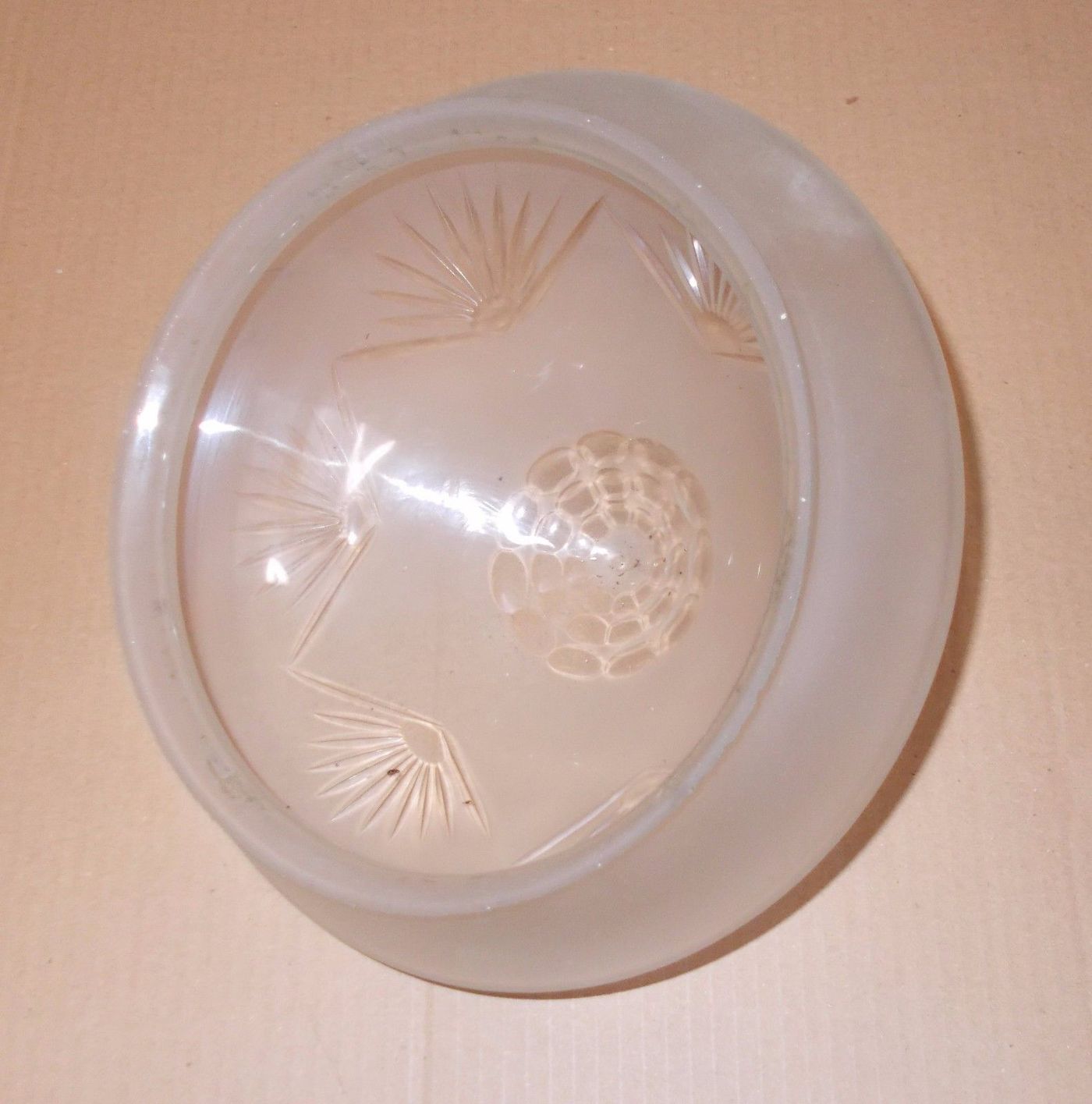 Coppa In Vetro Inciso Per Lampada O Lampadario, Anni '30 '50