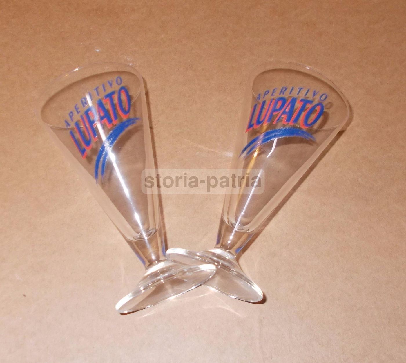 Coppia Bicchieri Calice Aperitivo Lupato Anni '90 Pubblicitari