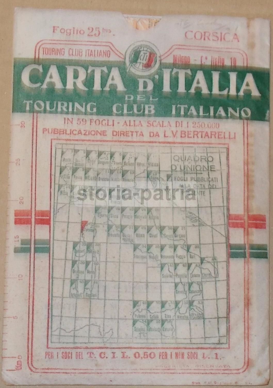 Mappa Antica Della Corsica, Ajaccio, Bastia, Calvi. TCI, Anni '20