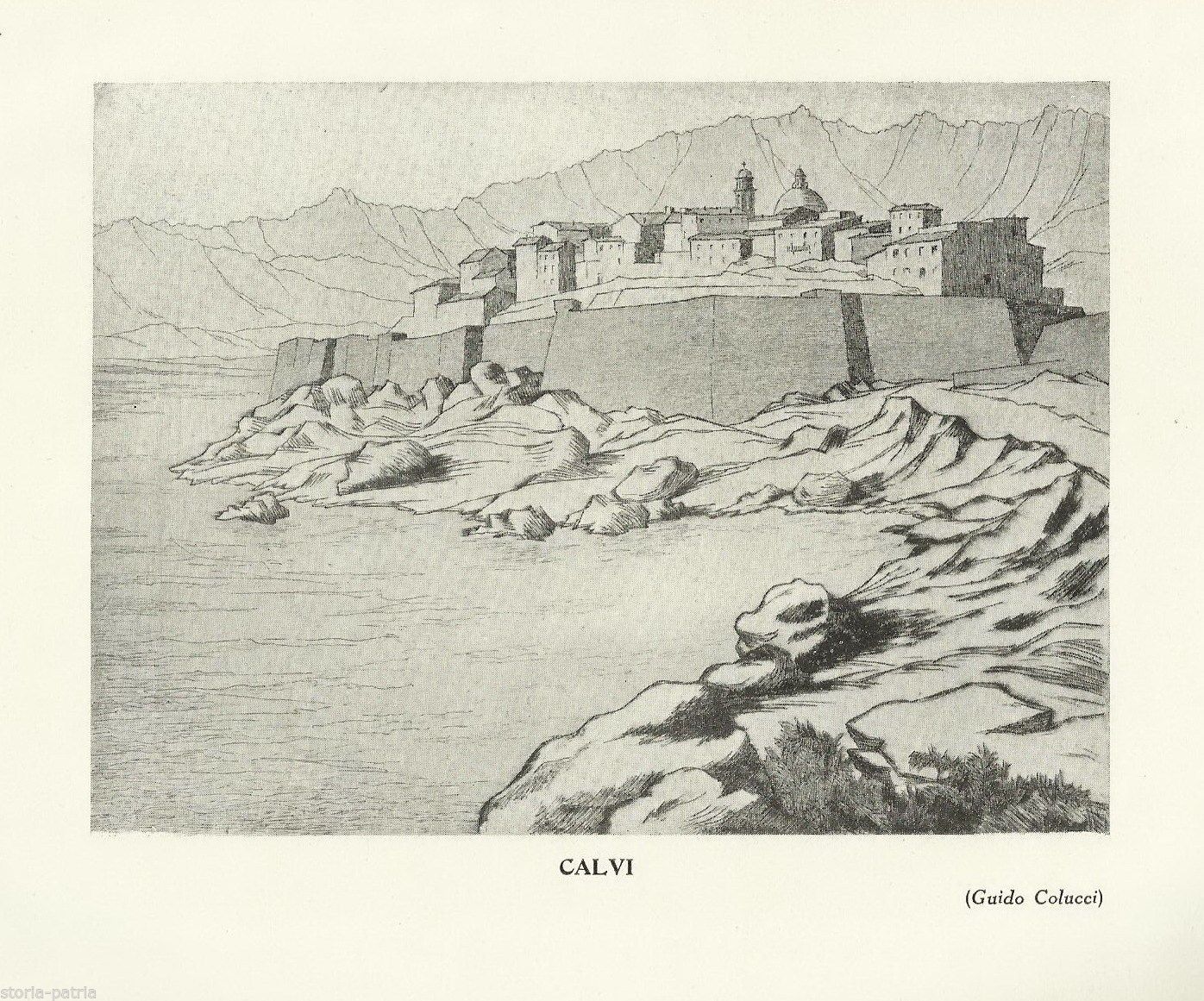 Stampa Antica Calvi, Corsica Di Guido Colucci, Anni '30