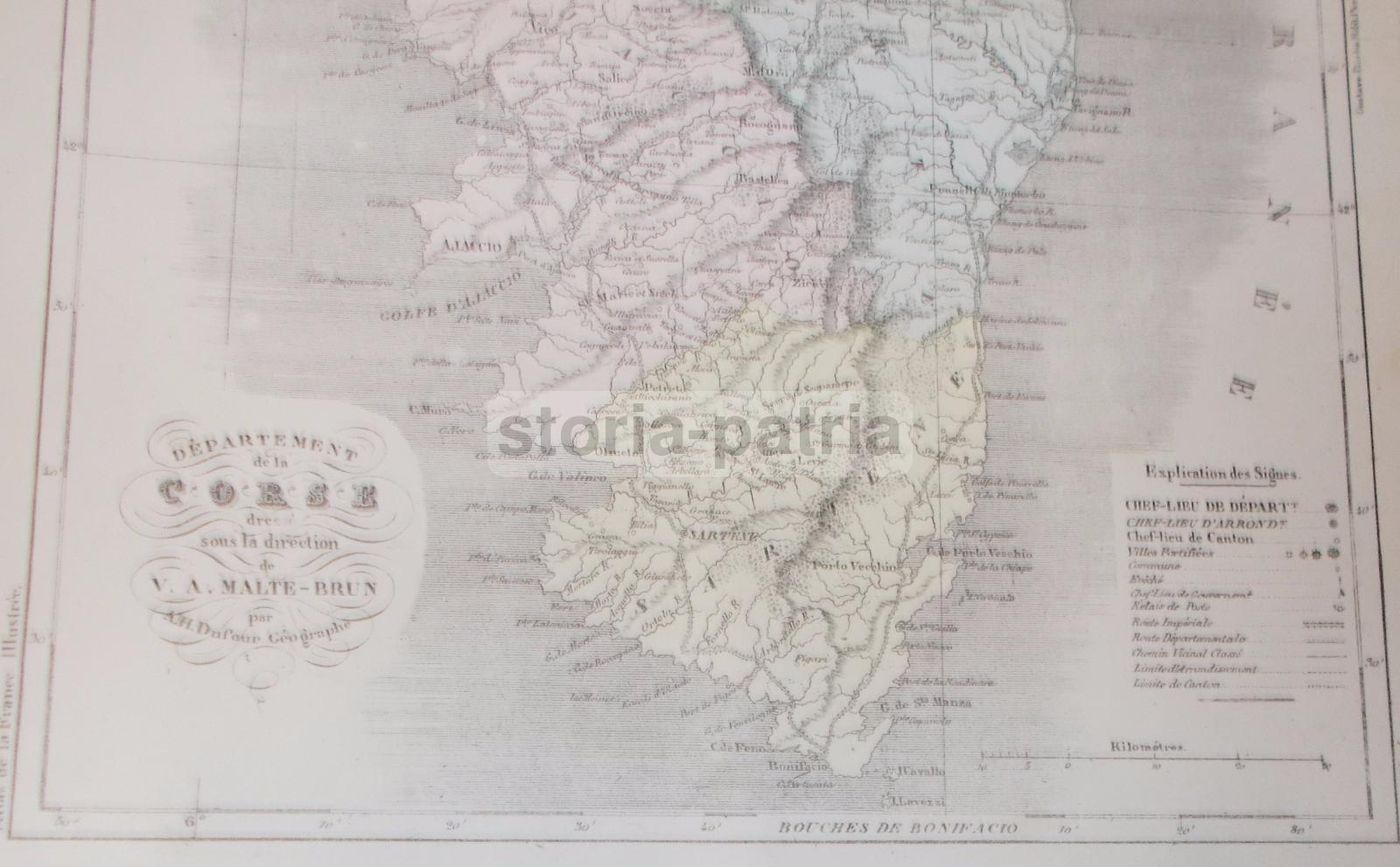 Mappa Antica Della Corsica, Malte Brun E Dufour, Incisione