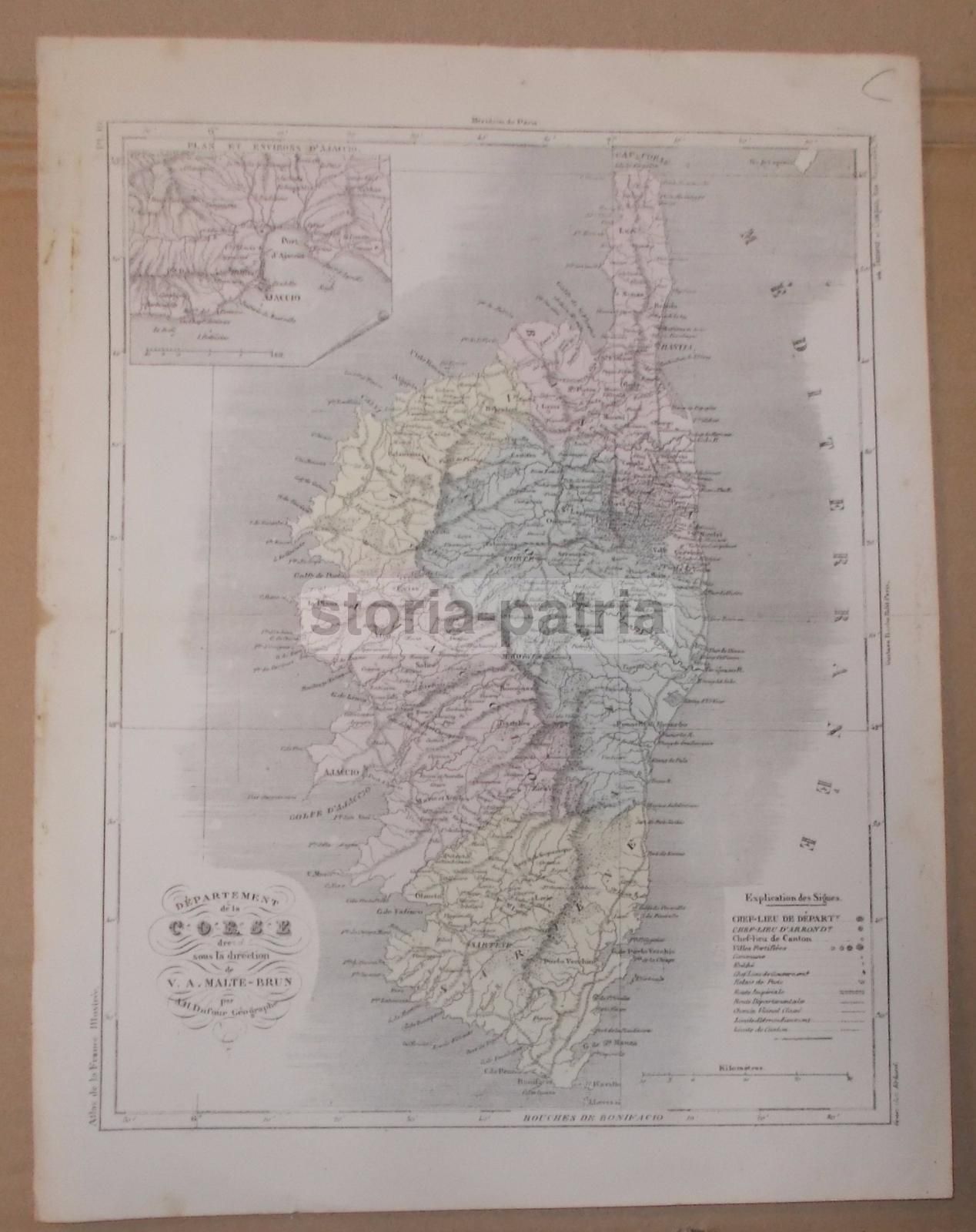 Mappa Antica Della Corsica, Malte Brun E Dufour, Incisione