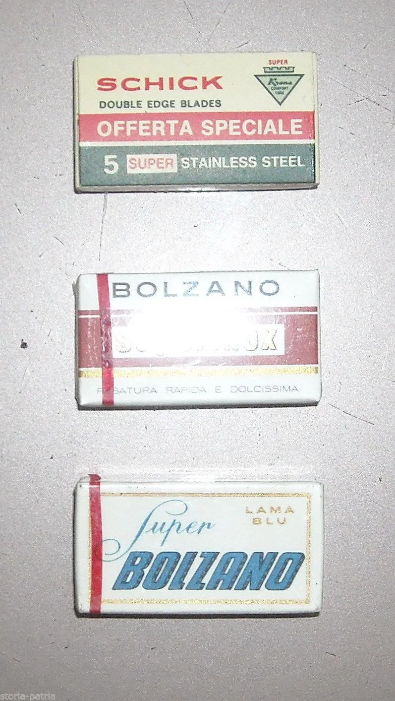 Vintage Razor Blade Cases, Schick and Bolzano, 1960s-1970s