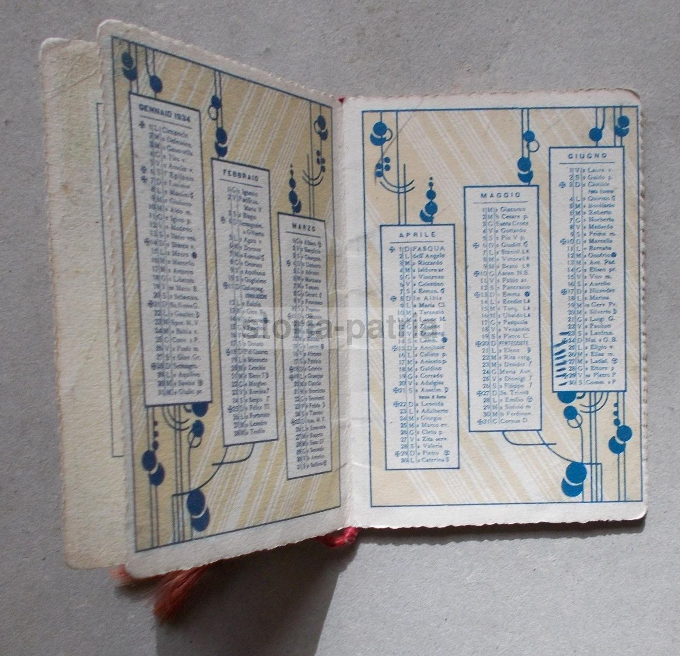 Calendarietto Pubblicitario Super Iride Ruggero Benelli, Prato 1934   Fiori