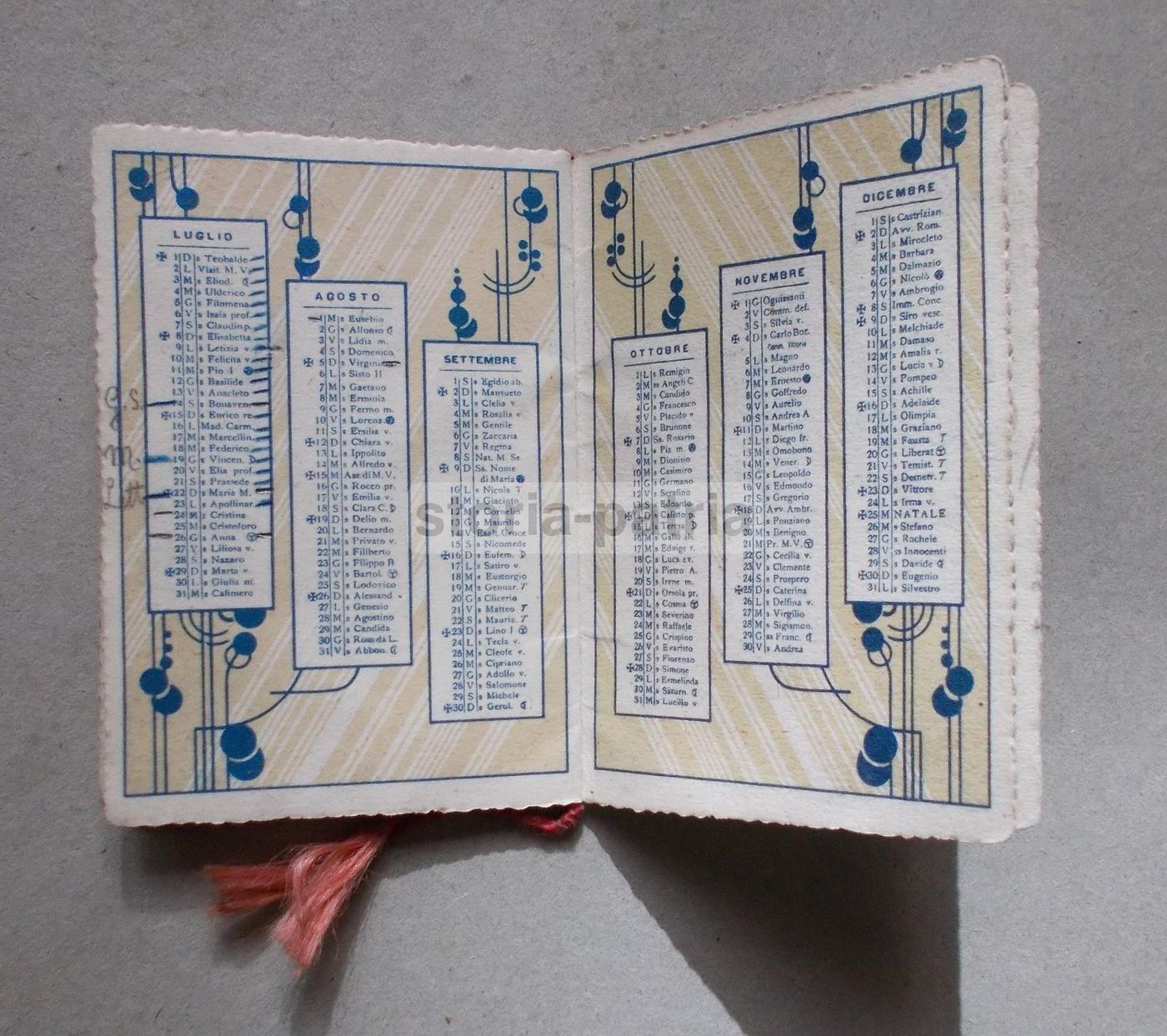 Calendarietto Pubblicitario Super Iride Ruggero Benelli, Prato 1934   Fiori