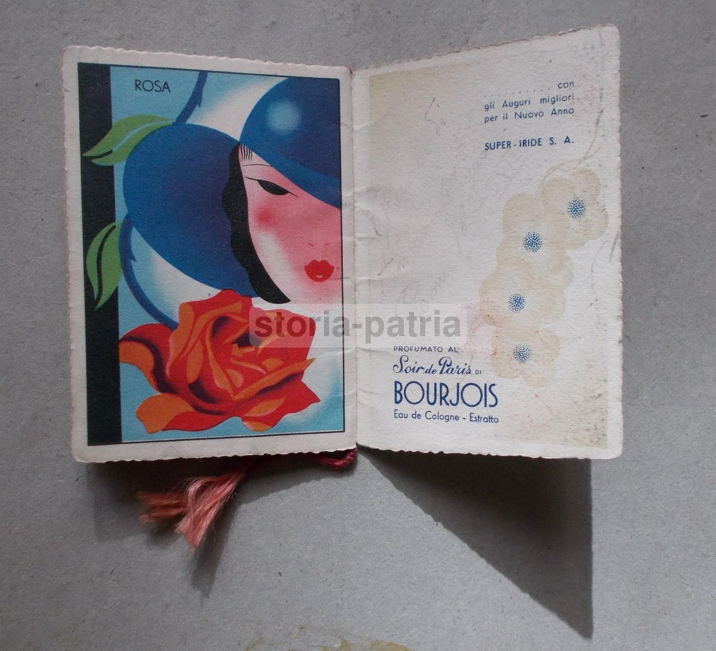 Calendarietto Pubblicitario Super Iride Ruggero Benelli, Prato 1934   Fiori