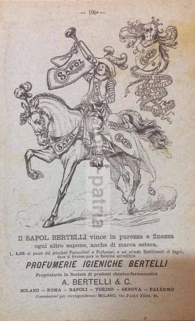 Pubblicità Sapol E Catramina Bertelli, Liberty 1903 Milano