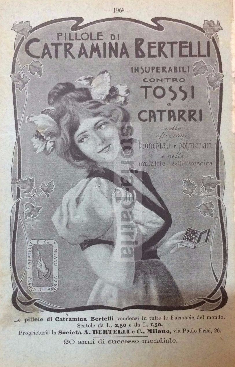 Pubblicità Sapol E Catramina Bertelli, Liberty 1903 Milano