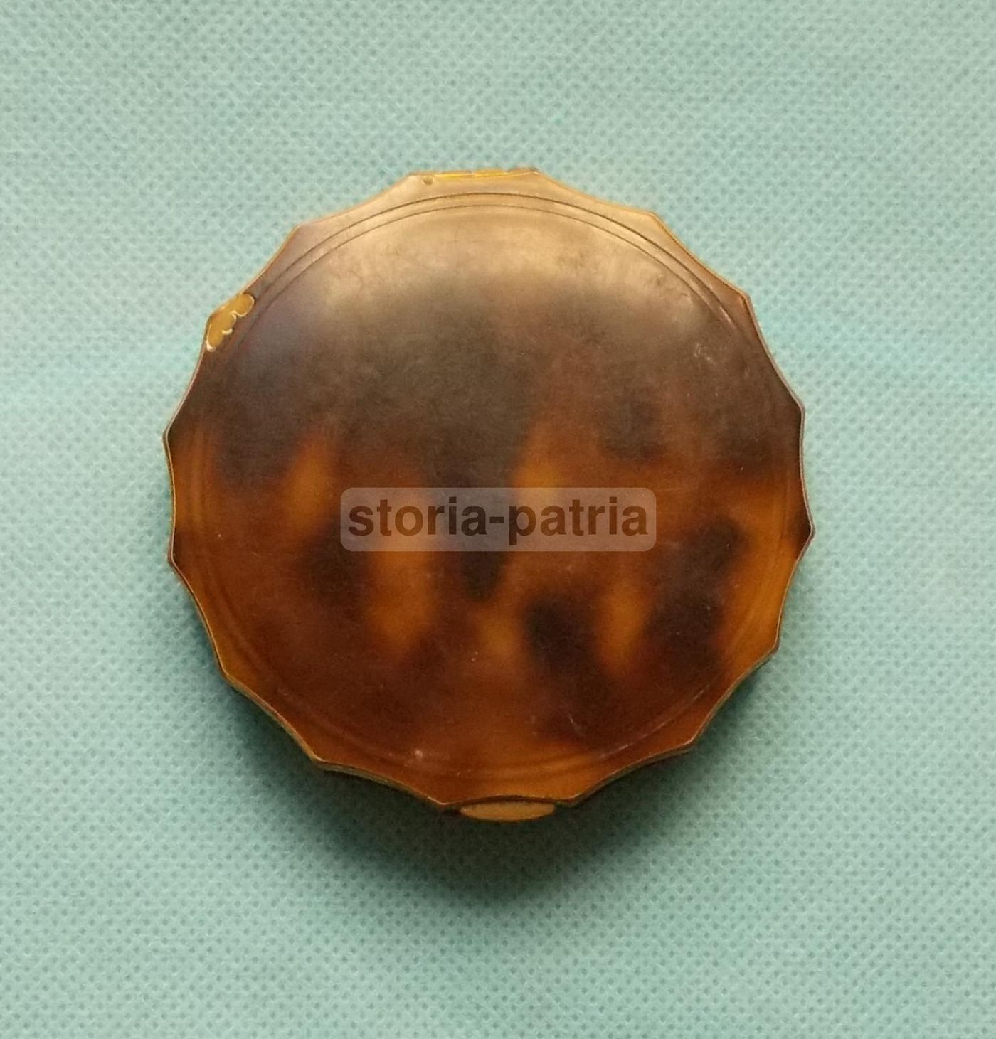 Porta Cipria Art Déco In Rame Tartarugato, Austria, Anni 1920 1940
