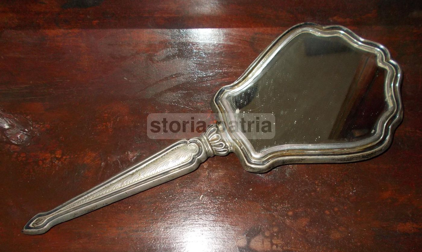 Specchio Da Toilette In Argento 800, Anni '30 '50