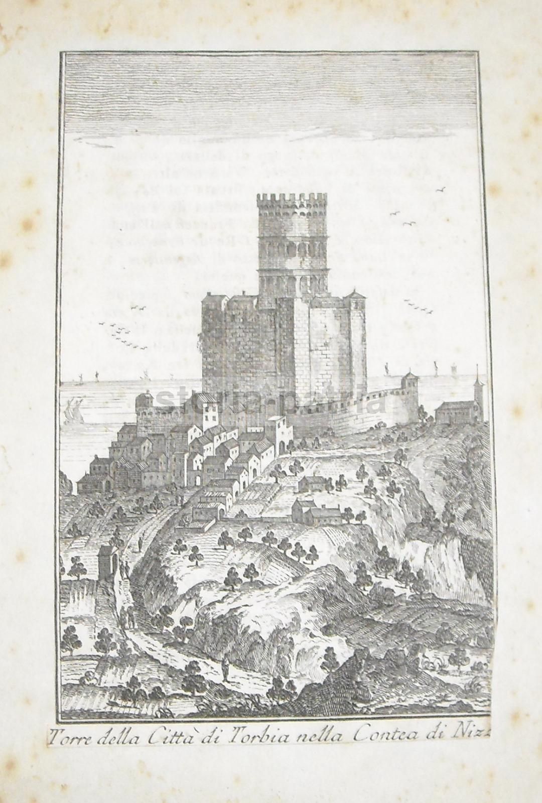 Antica Incisione Della Torre Di Turbia, Nizza, Costa Azzurra, Fine '700