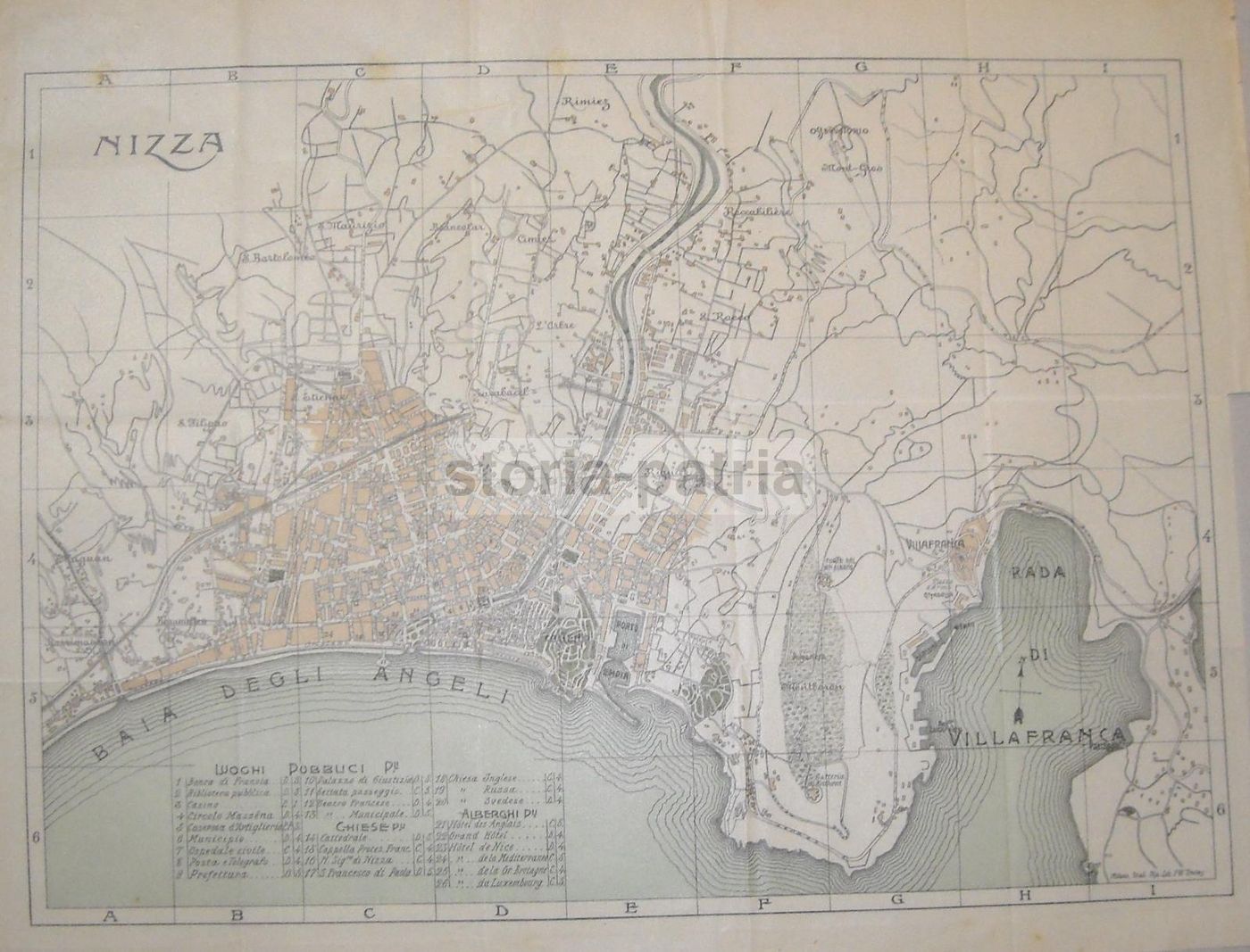 Mappa Antica Nizza Costa Azzurra Fine '800 Treves Milano