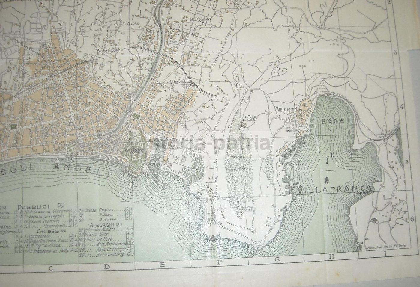 Mappa Antica Nizza Costa Azzurra Fine '800 Treves Milano
