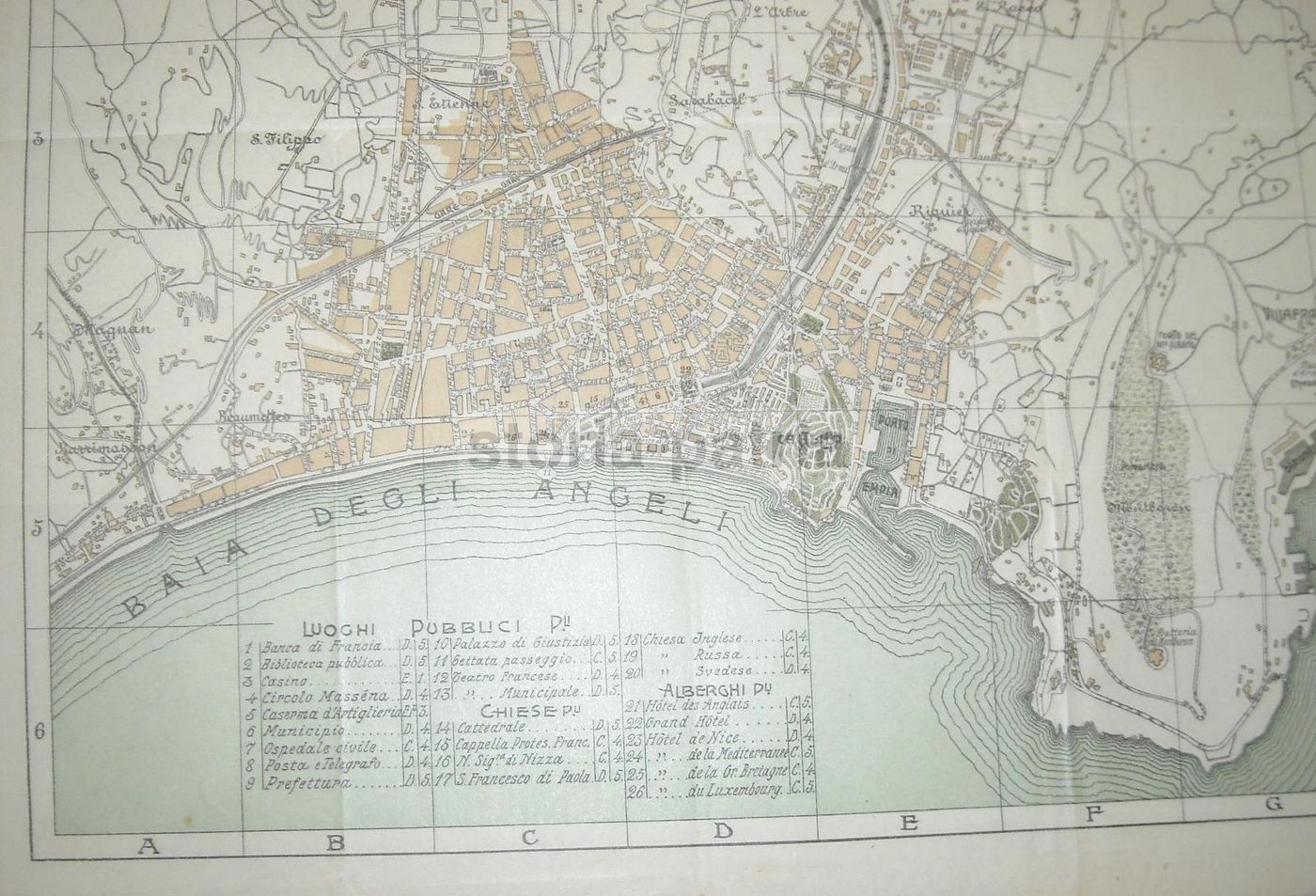 Mappa Antica Nizza Costa Azzurra Fine '800 Treves Milano
