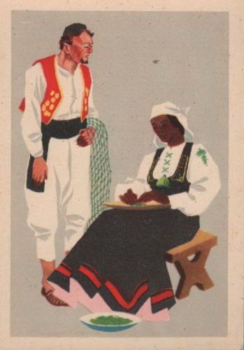 Cartolina Costumi Tradizionali Cefalonia, Grecia, Epoca 1950
