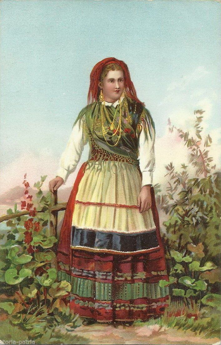 Cartolina Antica Costume Popolare Italiano Con Oreficeria, 1900 Circa