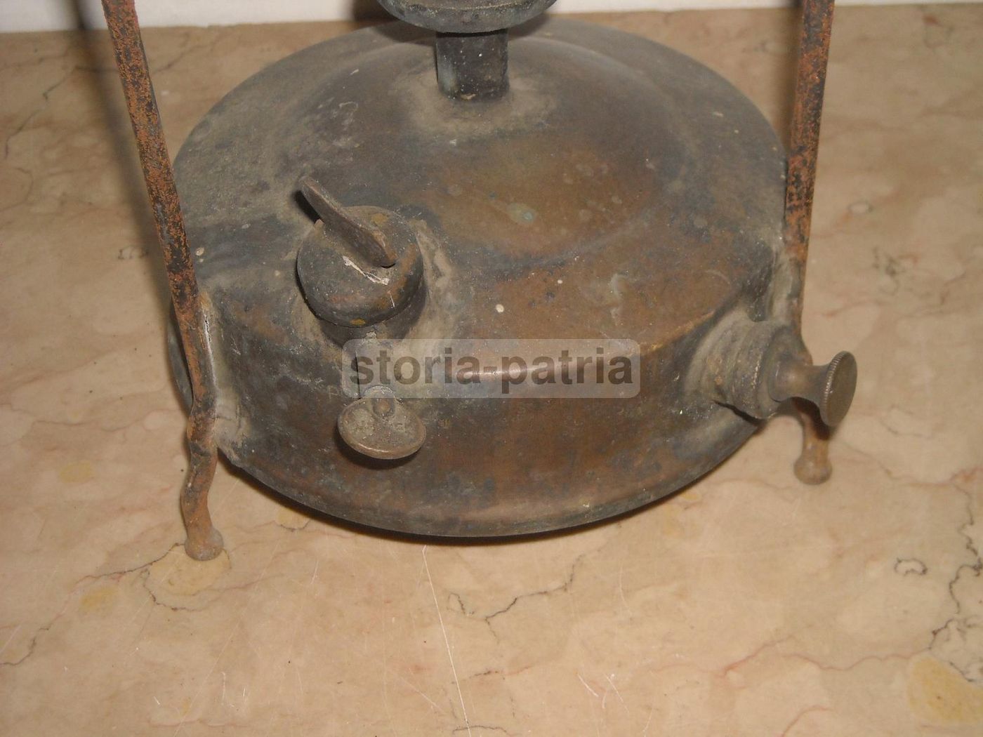 Fornello Antico A Spirito Petrolio Pris, Circa 1900, Ottone E Ferro