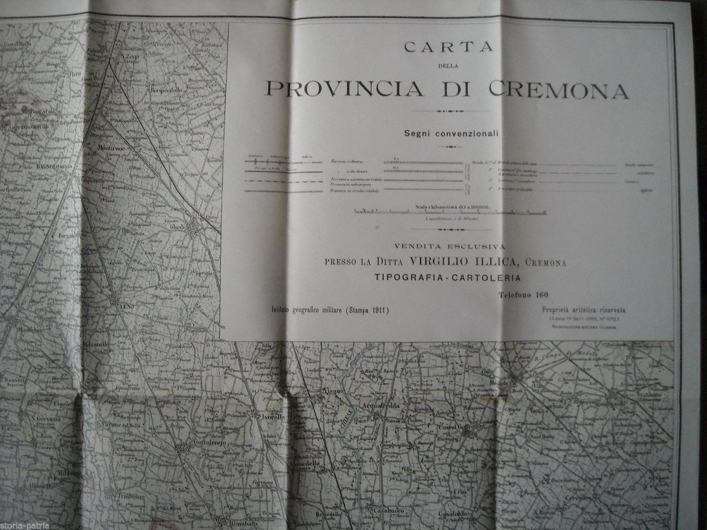 Mappa Geografica Della Provincia Di Cremona 1911