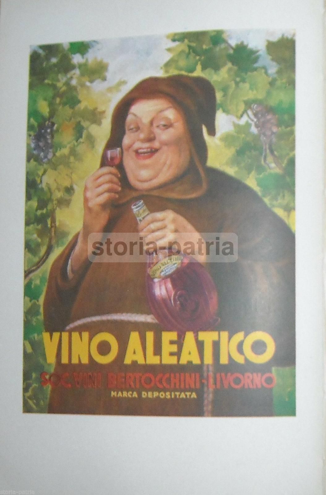 Pubblicità Vino Aleatico Bertocchini Livorno Anni '50 Originale