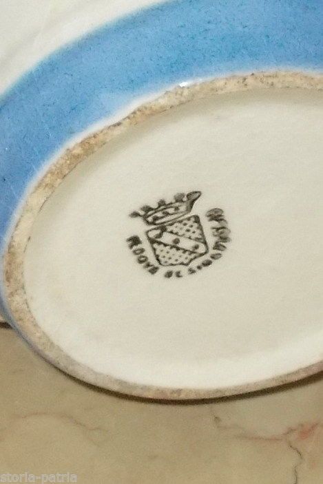 Brocca Ceramica Vedova Besio Fine '800 Bianca Blu Con Stemma