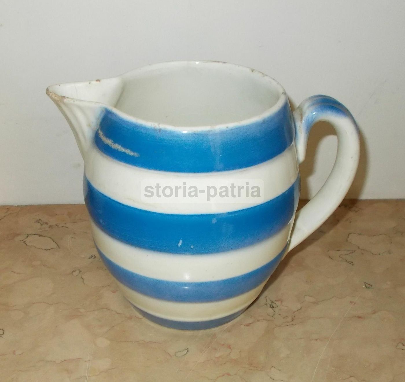 Brocca Ceramica Vedova Besio Fine '800 Bianca Blu Con Stemma