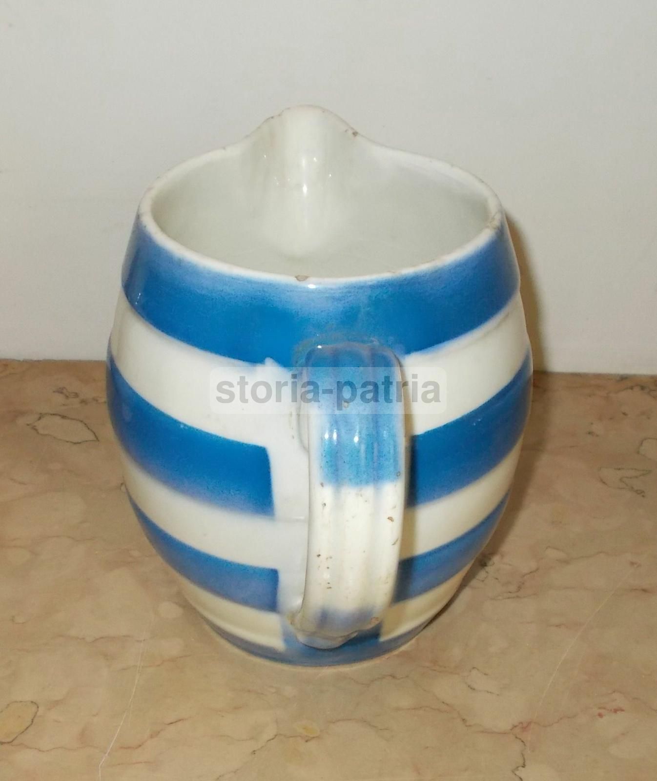 Brocca Ceramica Vedova Besio Fine '800 Bianca Blu Con Stemma