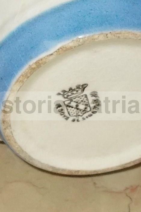 Brocca Ceramica Vedova Besio Fine '800 Bianca Blu Con Stemma
