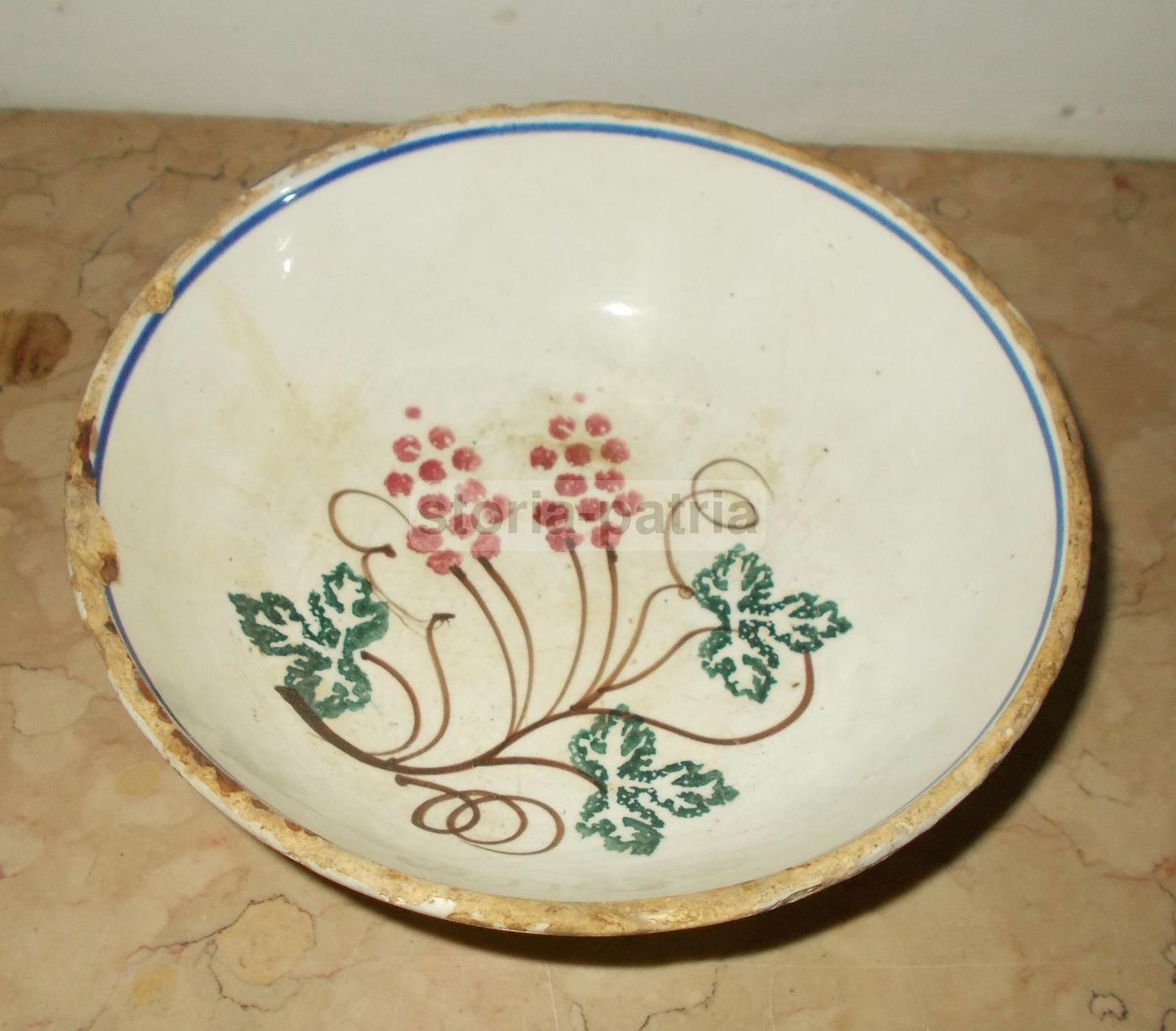 Tre Ceramiche Antiche Vedova Besio: Tazze E Scodella Con Decori Floreali