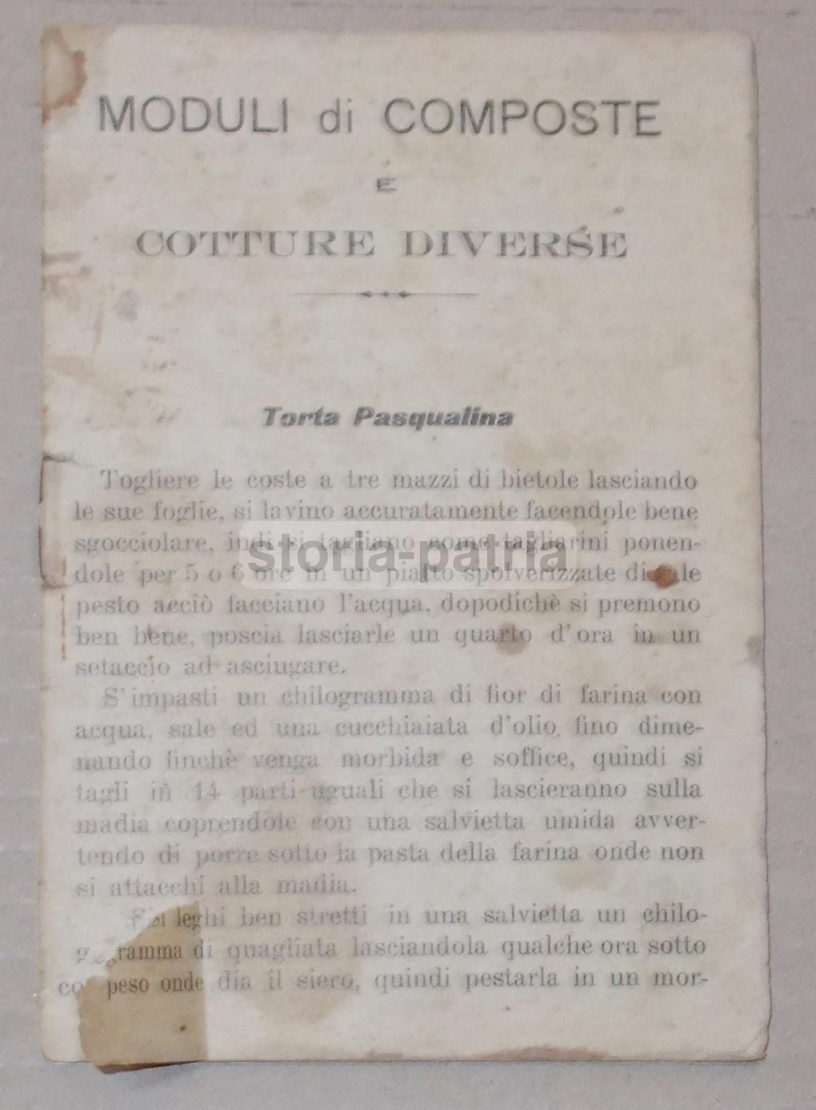 Ricettario Antico Cucina Genovese Forno Profumo Anni '20