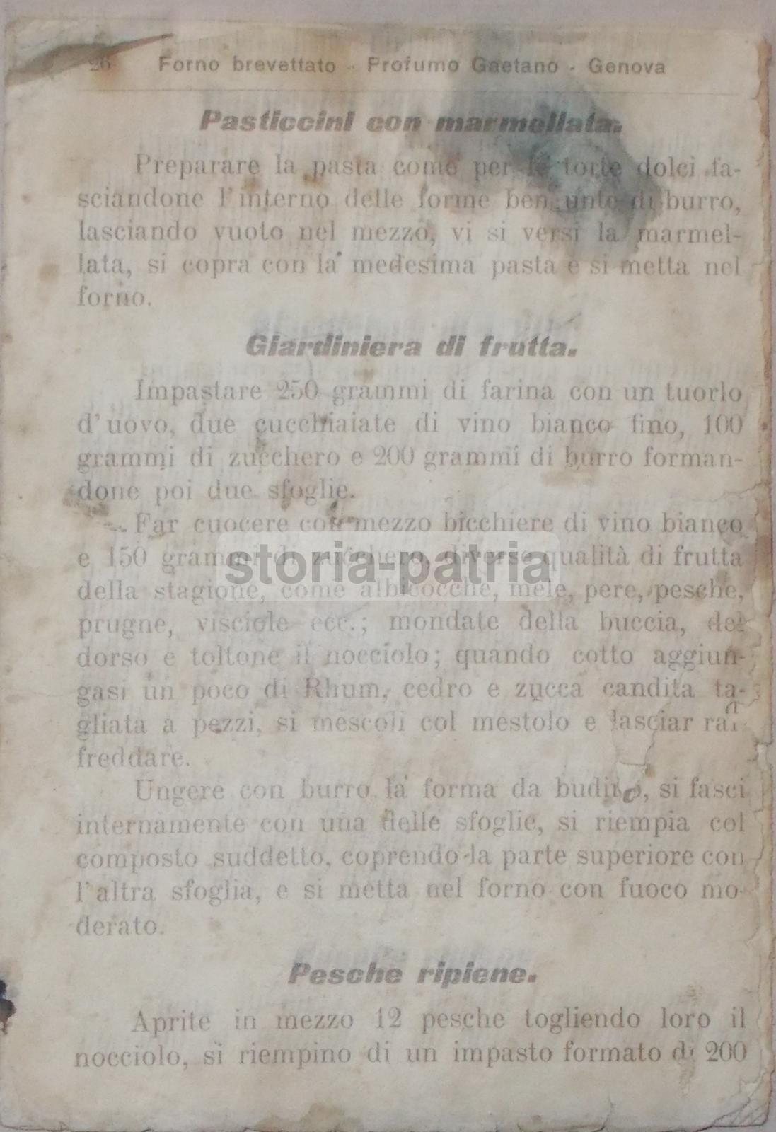 Ricettario Antico Cucina Genovese Forno Profumo Anni '20