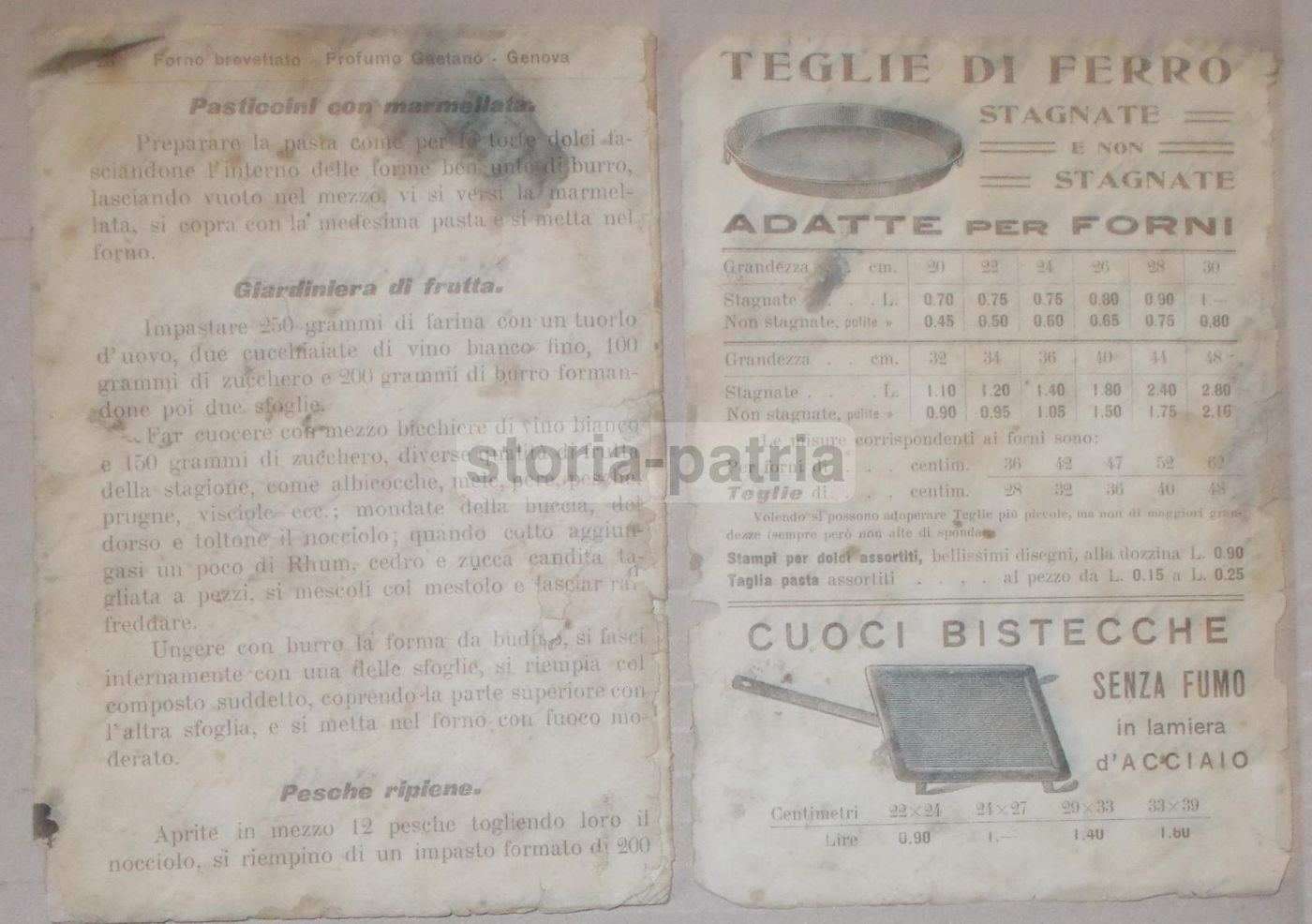 Ricettario Antico Cucina Genovese Forno Profumo Anni '20