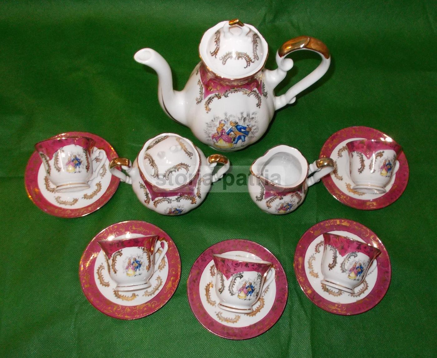 Servizio Da Caffè In Porcellana Bavaria Con Scene Galanti, Anni '30 '50
