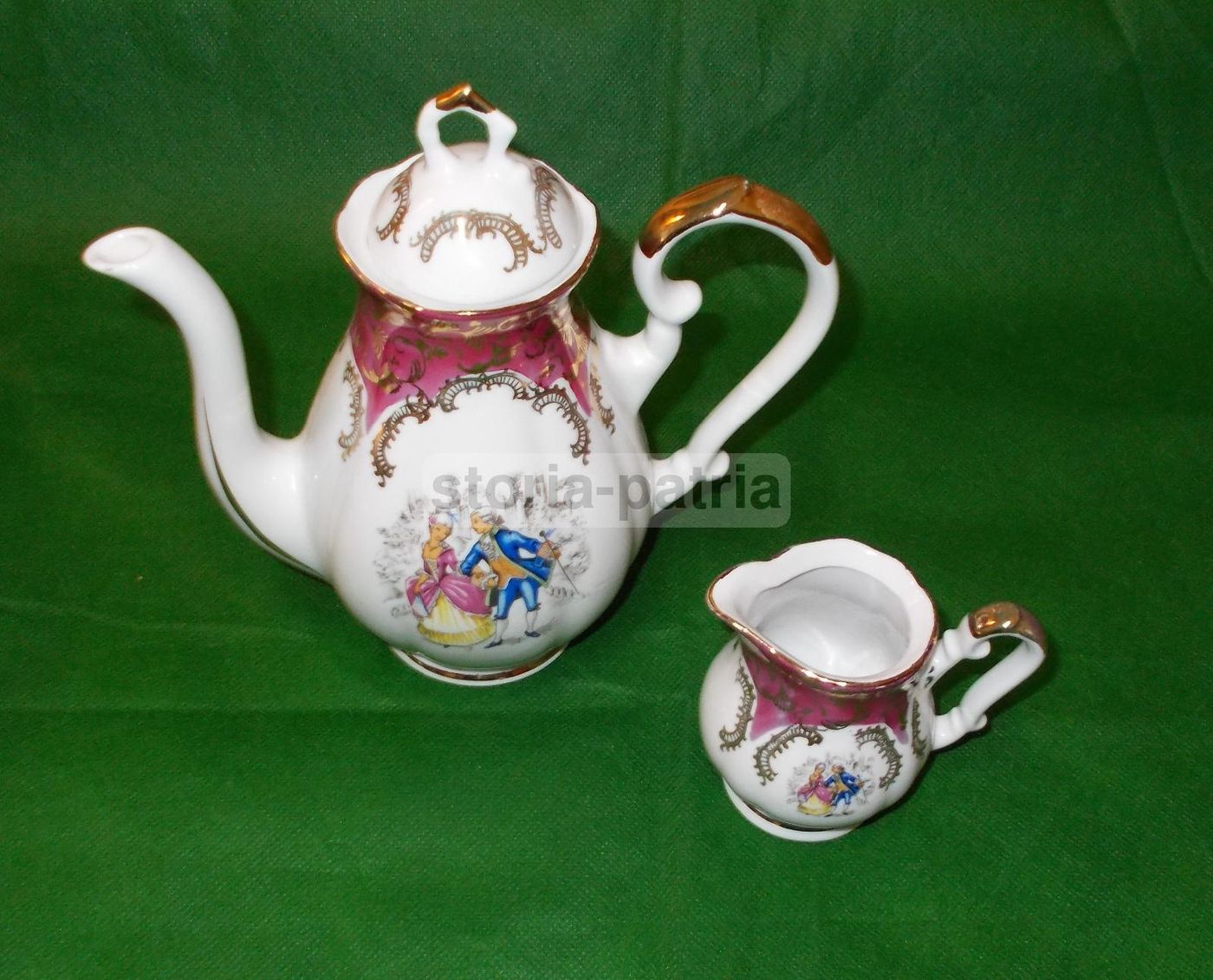 Servizio Da Caffè In Porcellana Bavaria Con Scene Galanti, Anni '30 '50