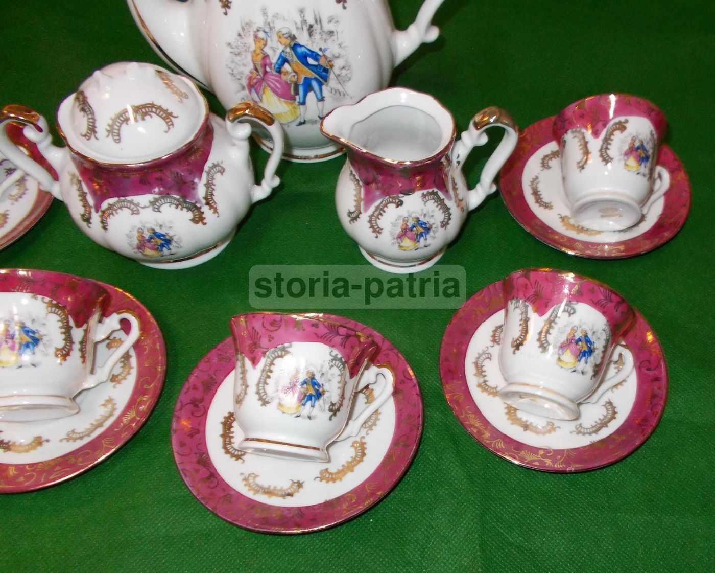 Servizio Da Caffè In Porcellana Bavaria Con Scene Galanti, Anni '30 '50