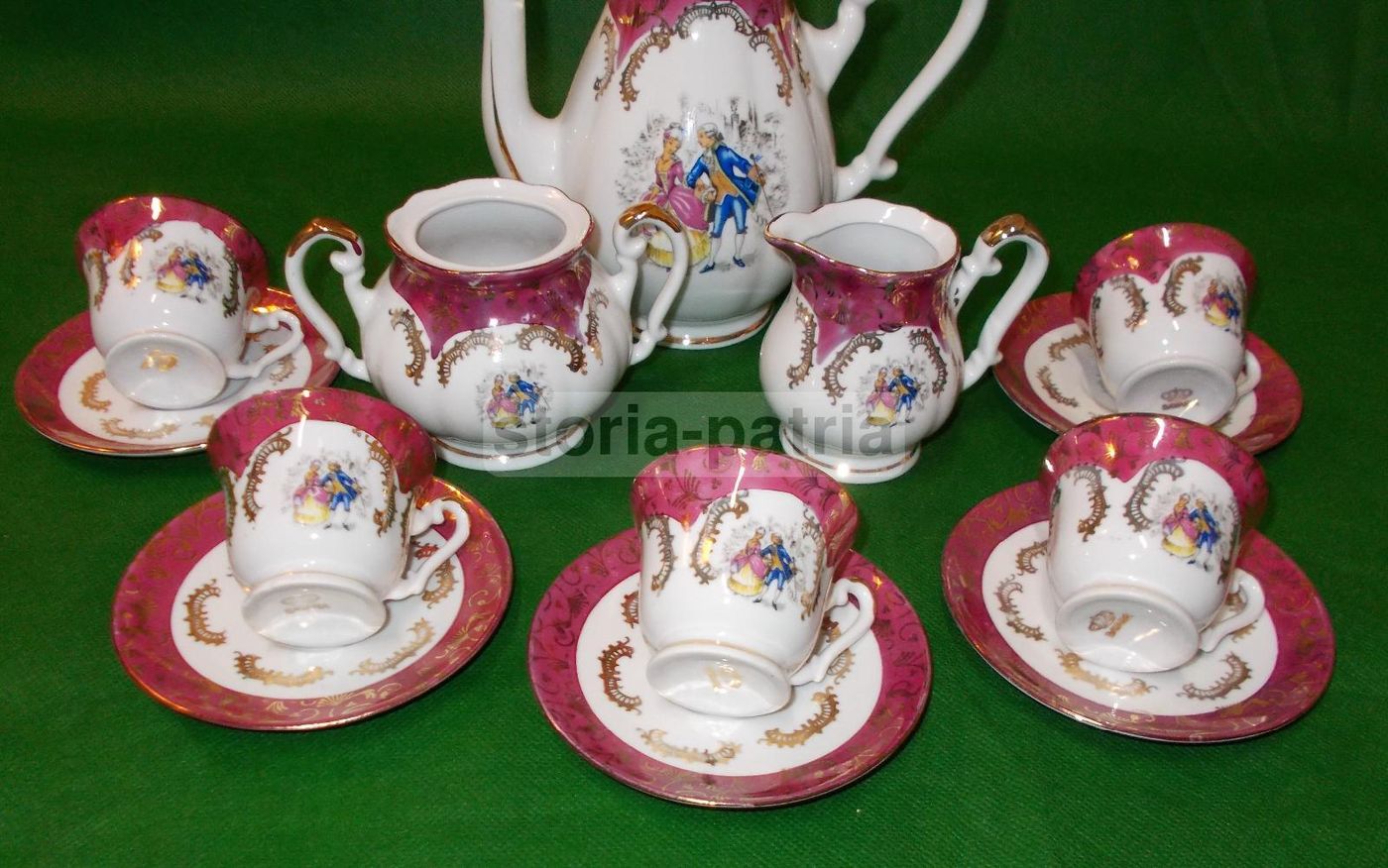 Servizio Da Caffè In Porcellana Bavaria Con Scene Galanti, Anni '30 '50