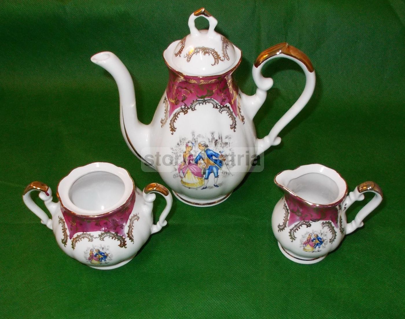 Servizio Da Caffè In Porcellana Bavaria Con Scene Galanti, Anni '30 '50