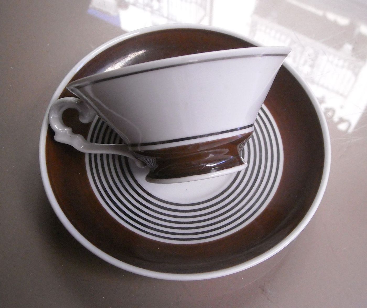 Tazza Con Piattino Richard Ginori In Porcellana, Anni '30