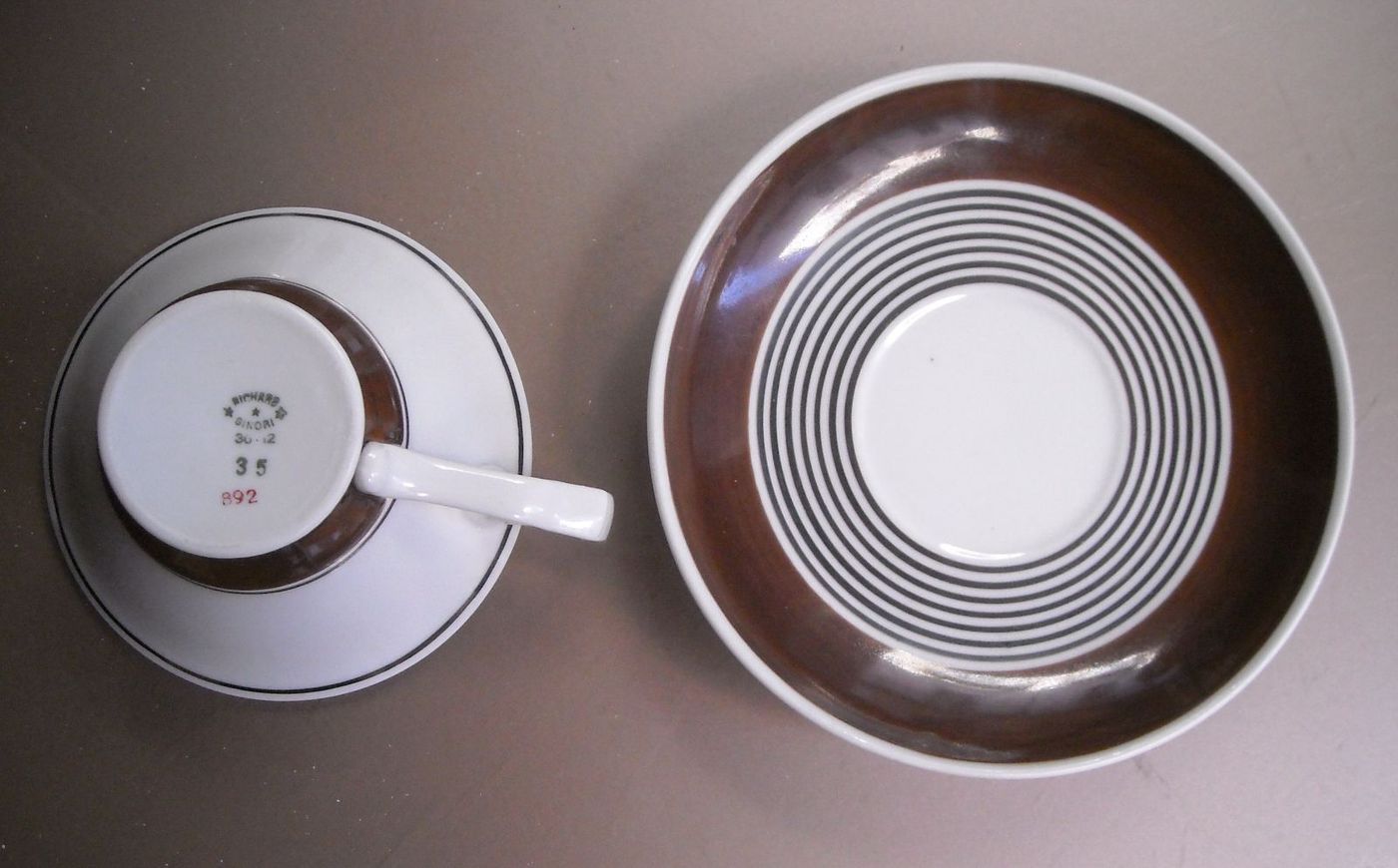 Tazza Con Piattino Richard Ginori In Porcellana, Anni '30
