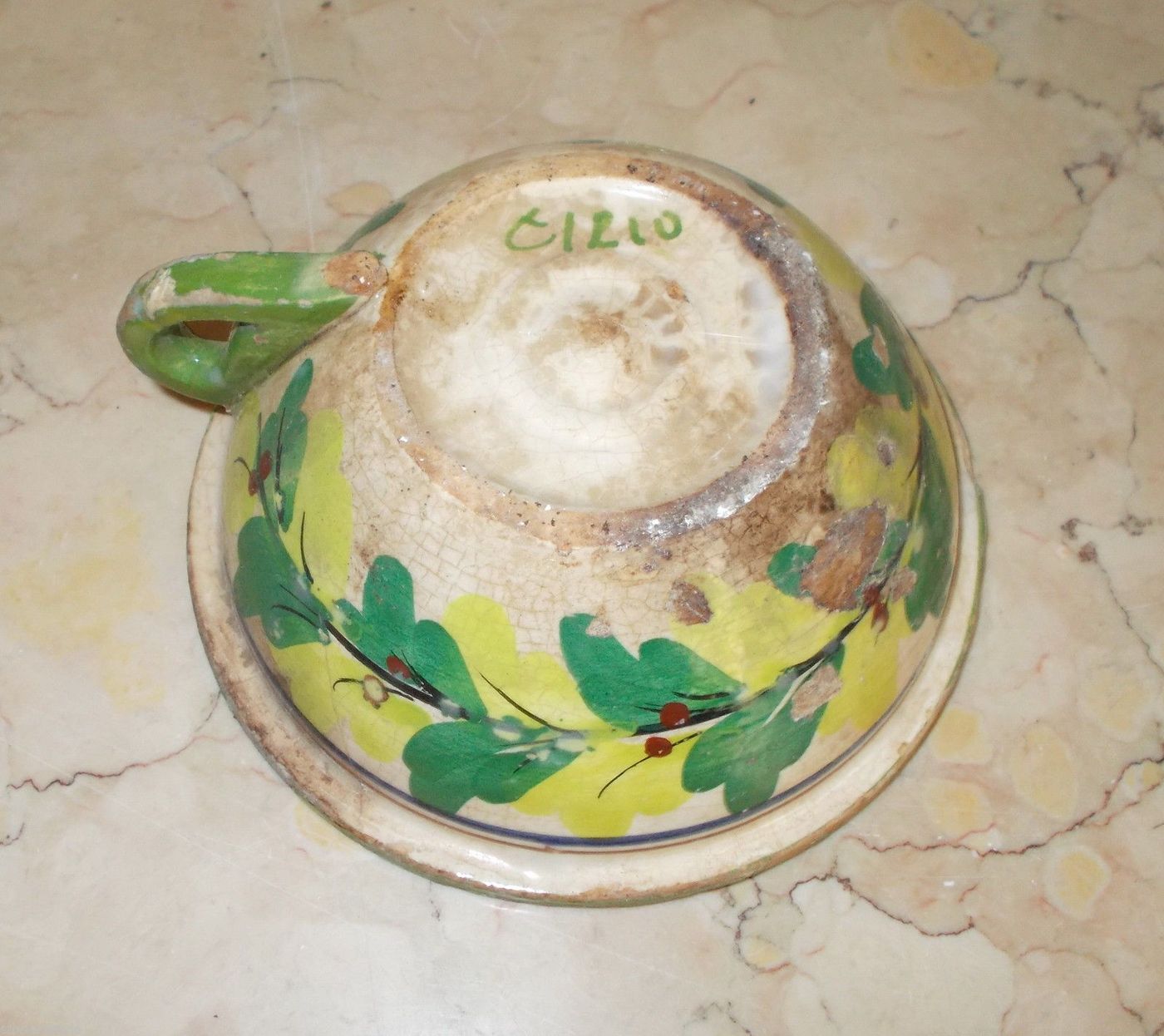 Tazza Pubblicitaria Cirio In Ceramica Con Decoro Floreale Anni '30
