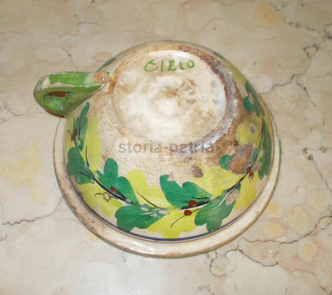 Tazza Pubblicitaria Cirio In Ceramica Con Decoro Floreale Anni '30
