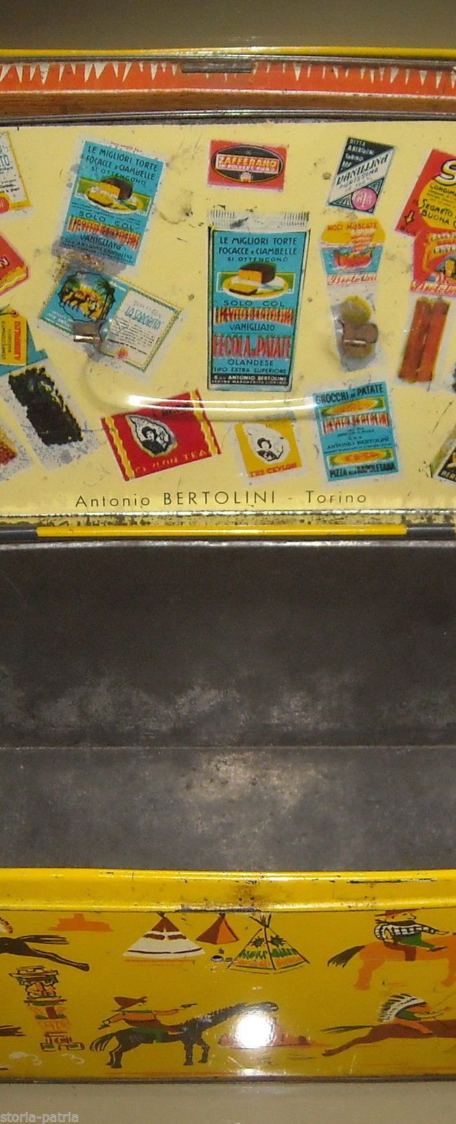 Scatola Latta Bertolini Lievito Tema Far West E Indiani