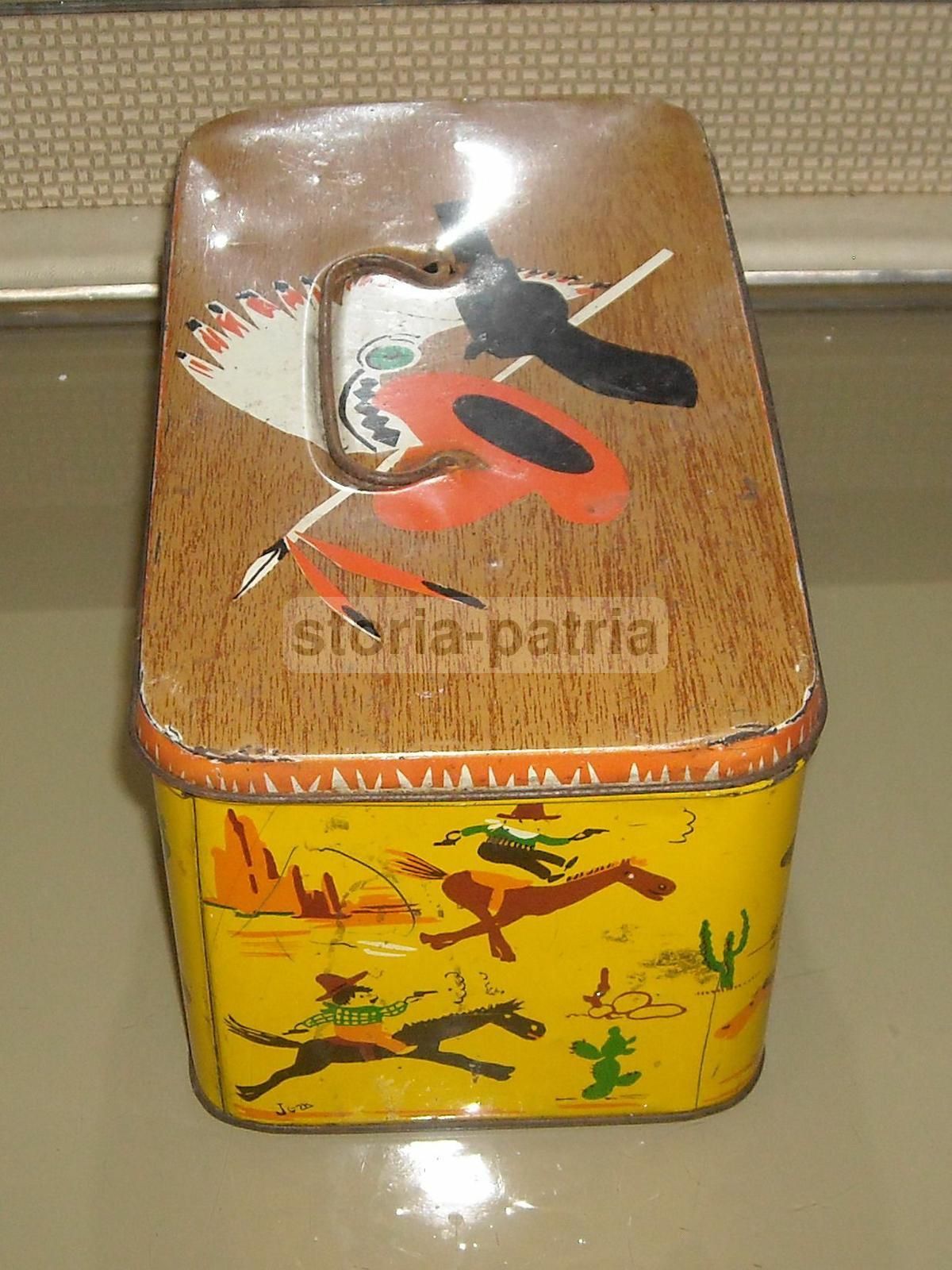 Scatola Latta Bertolini Lievito Tema Far West E Indiani
