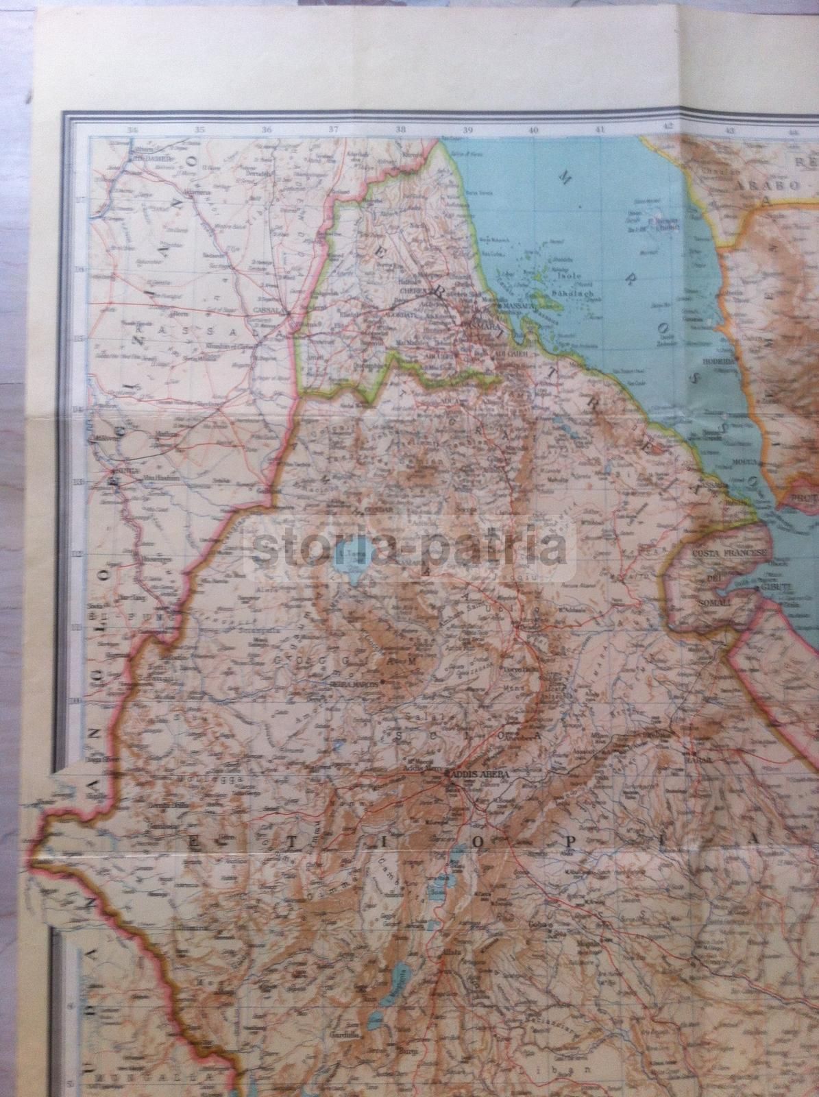 Mappa Africa Orientale Venchi Unica, Anni '30 '40, Colonie Italiane