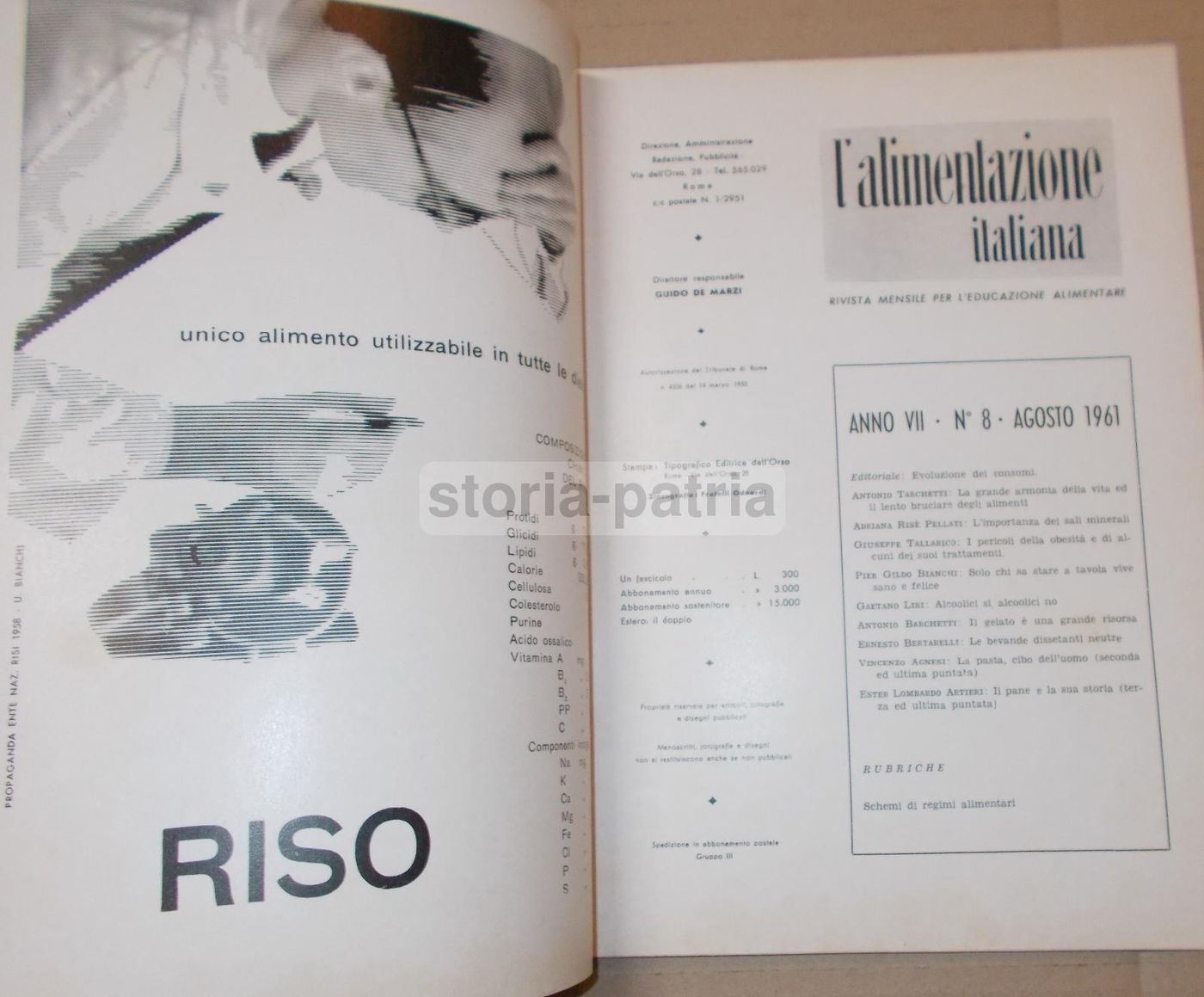 L'Alimentazione Italiana, Agosto 1961: Rivista Di Cucina E Gastronomia