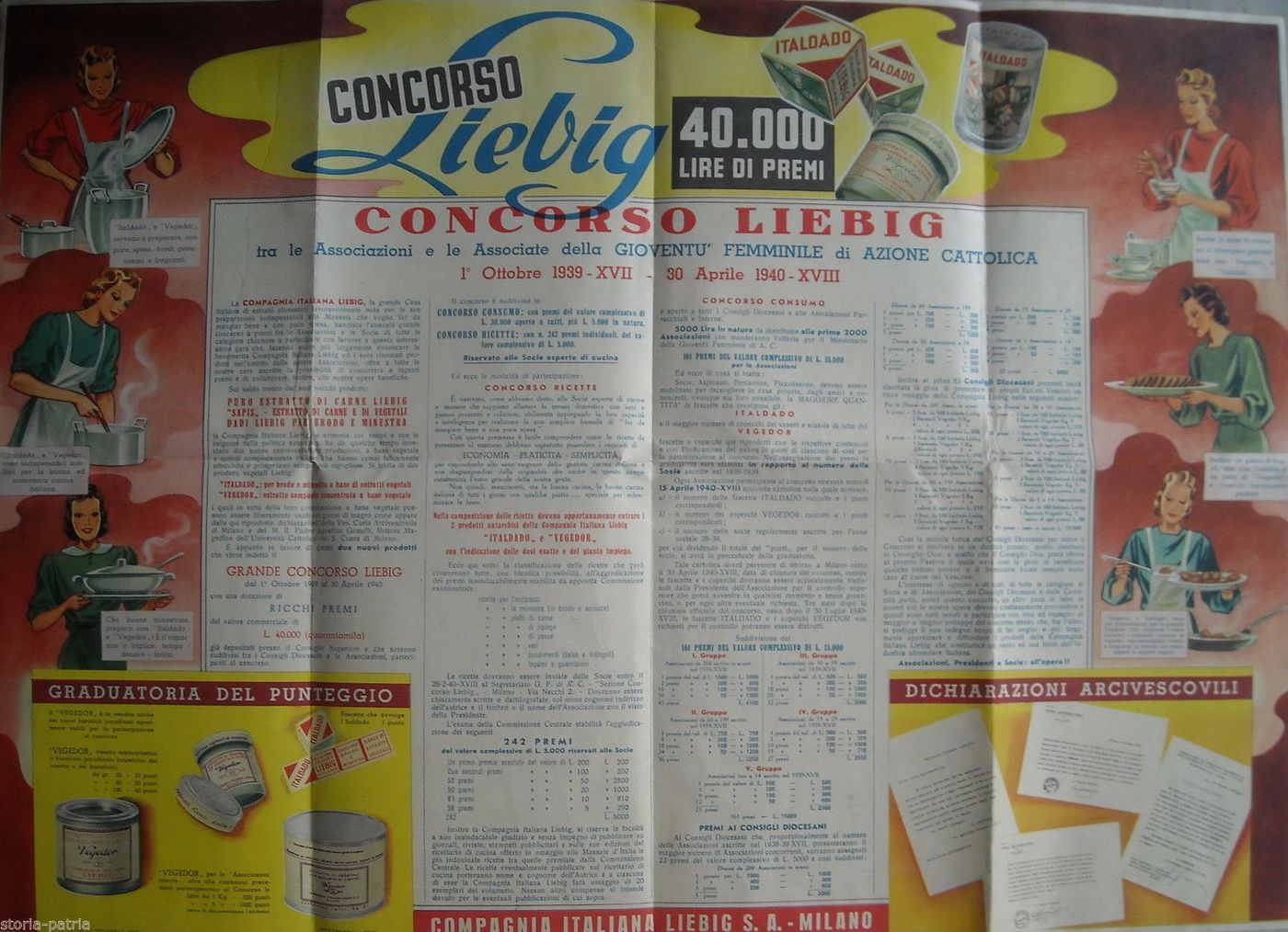 Manifesto Pubblicitario Liebig Italdado Vegedor 1939 Concorso